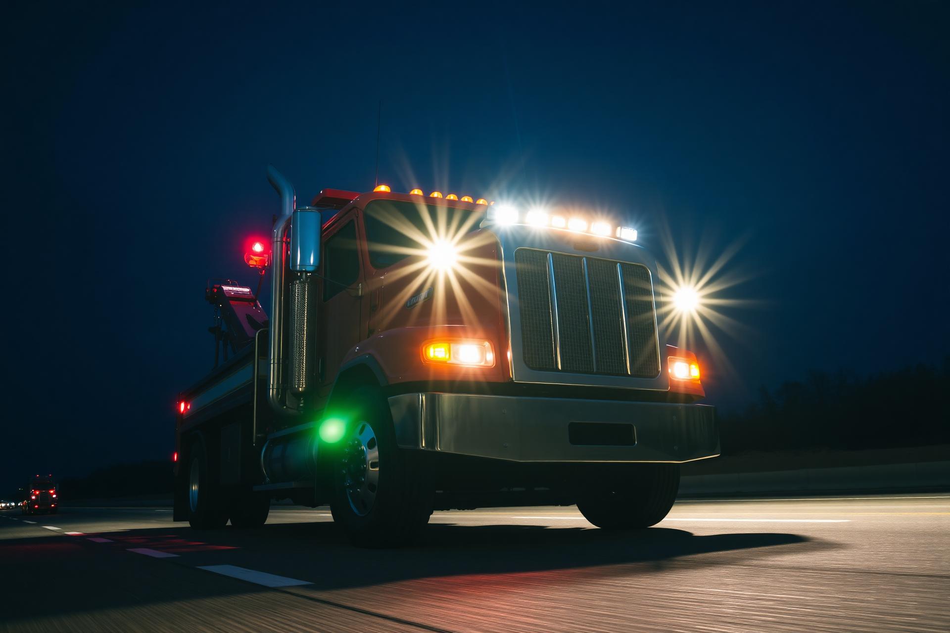 Tow truck at night